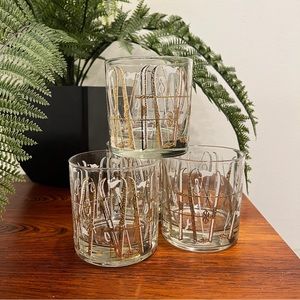 Set of 4 Vintage Georges Briard Ski Theme Glasses